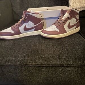 Jordan Men's High-Top Sneakers - Burgundy and White